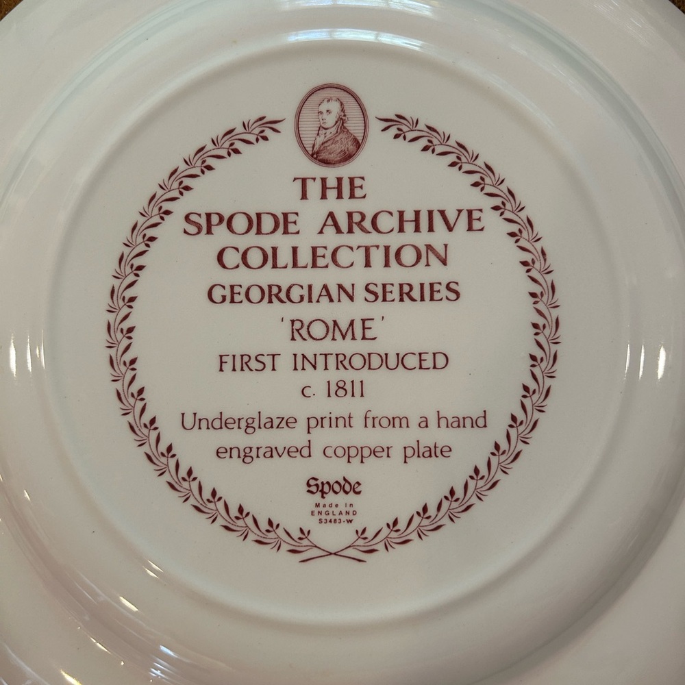 Pair of Spode Archive Collection Plates Georgian Series - Willow and Rome - Picture 6 of 14
